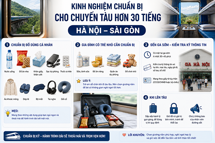 Lưu ý khi đi tàu đường dài
