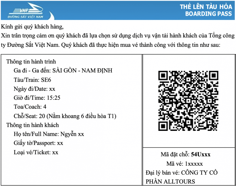 Vé tàu điện tử hợp lệ, dùng để xuất trình tại ga
