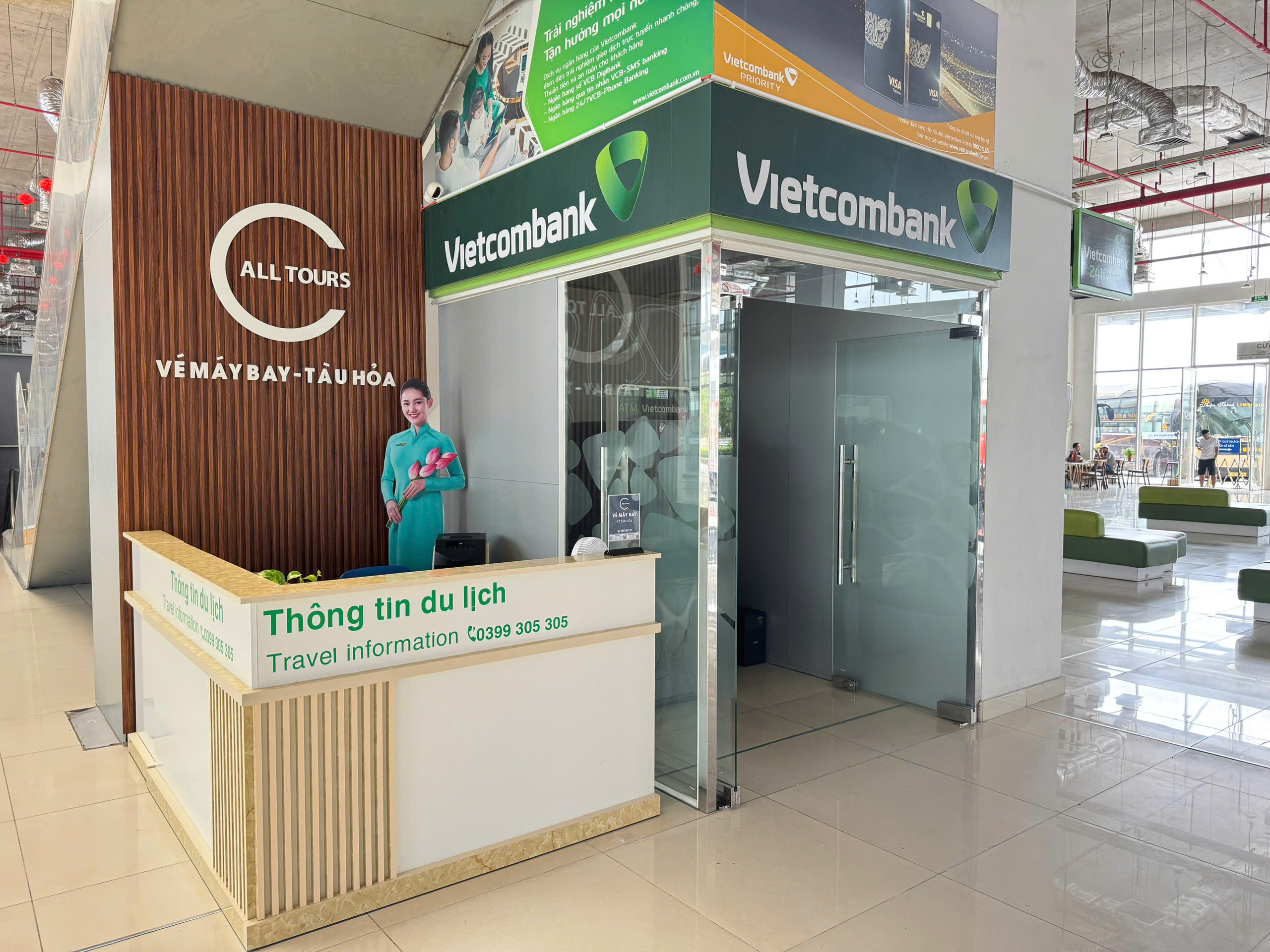 ALLTOURS train and airline ticket counter at New Mien Dong Bus Station
